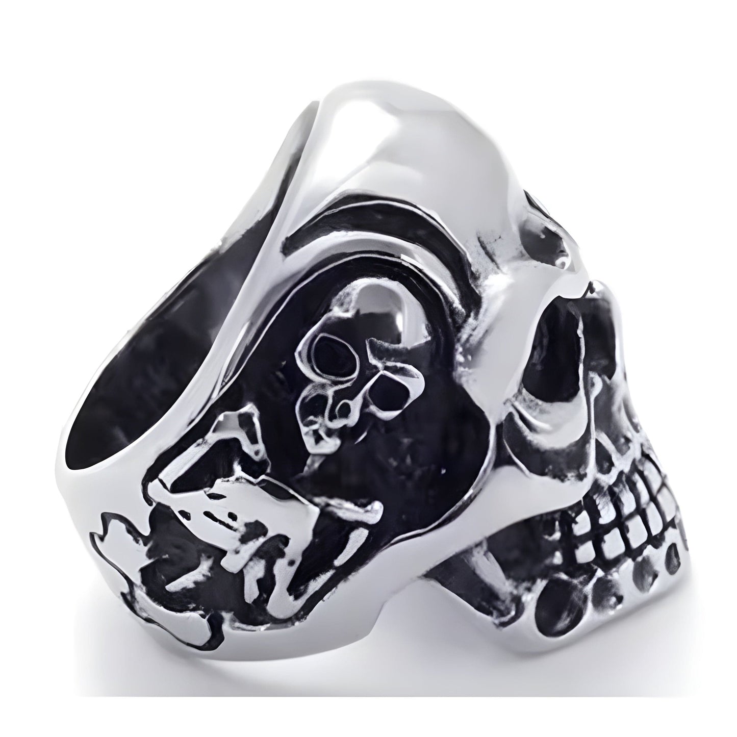 THE MEN THING Rings DRAUGR SKULL RING - Pure Stainless Steel Men’s Steel-Plated Ring – Statement Luxury Jewelry (Size : 18-21-24)