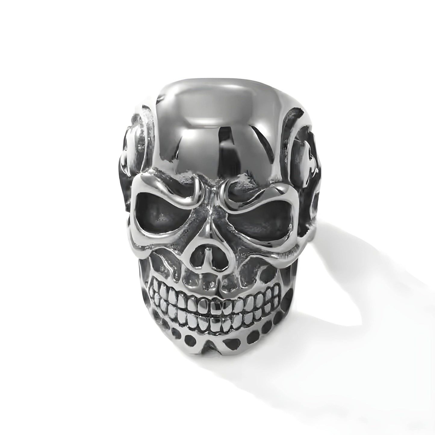 THE MEN THING Rings DRAUGR SKULL RING - Pure Stainless Steel Men’s Steel-Plated Ring – Statement Luxury Jewelry (Size : 18-21-24)