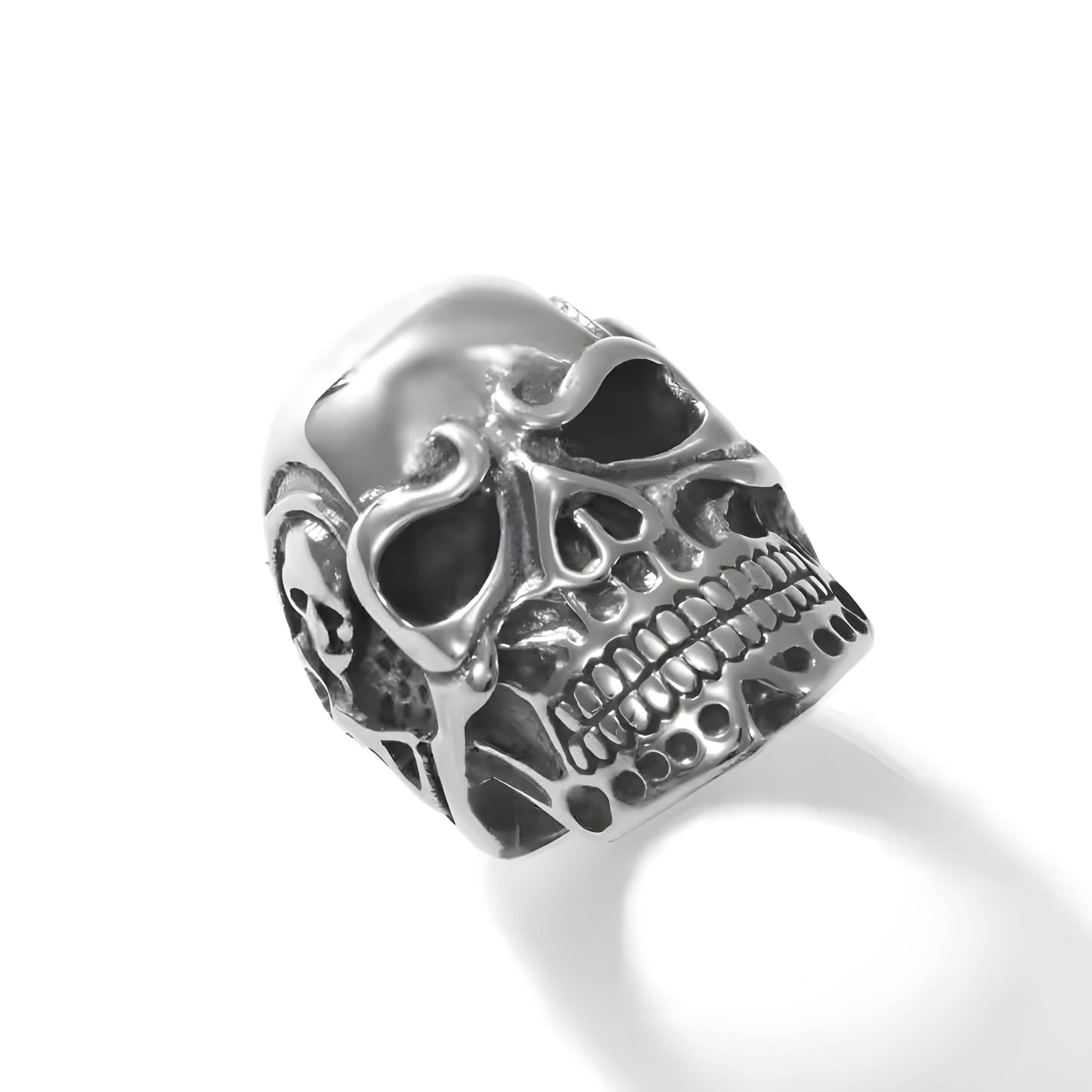 THE MEN THING Rings DRAUGR SKULL RING - Pure Stainless Steel Men’s Steel-Plated Ring – Statement Luxury Jewelry (Size : 18-21-24)
