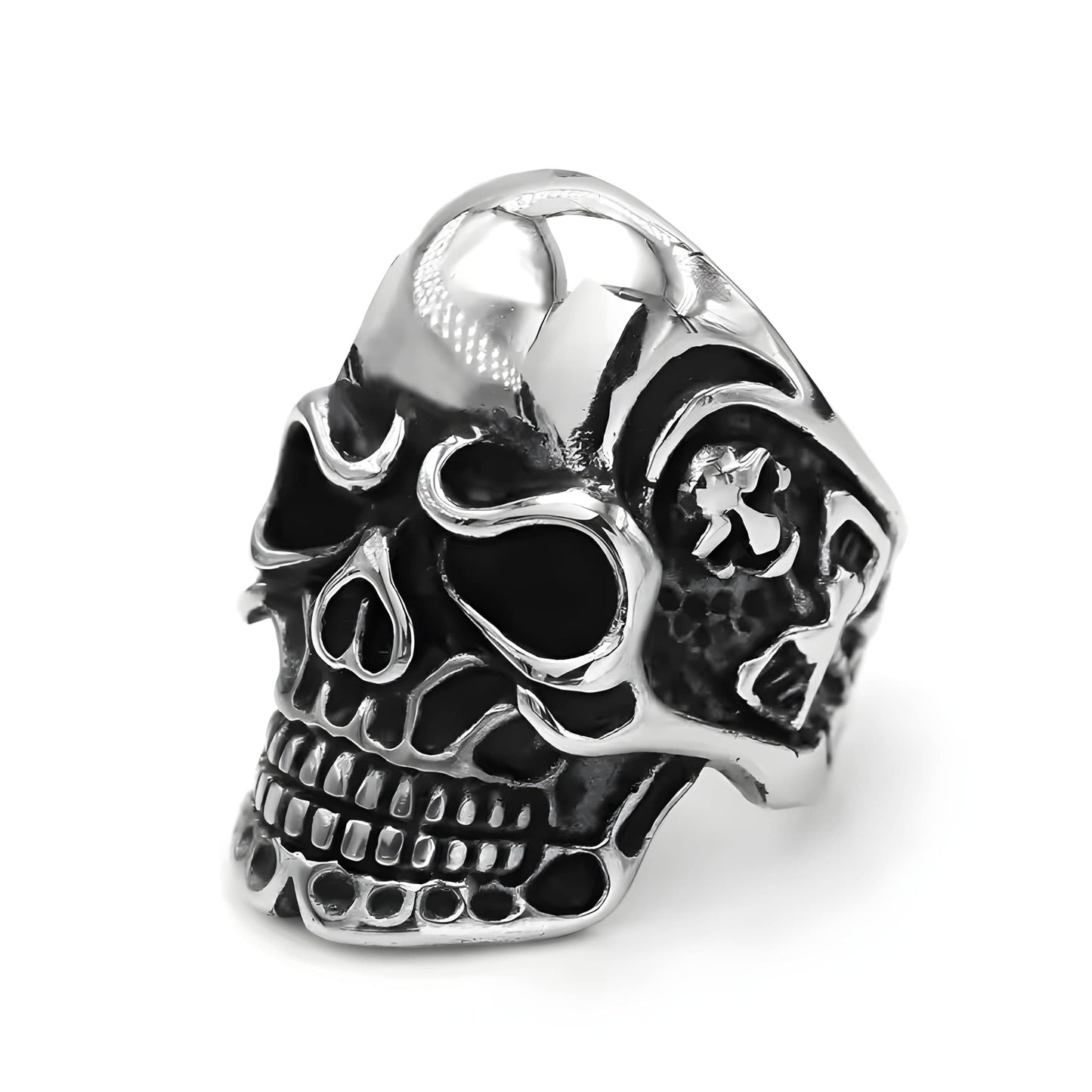 THE MEN THING Rings DRAUGR SKULL RING - Pure Stainless Steel Men’s Steel-Plated Ring – Statement Luxury Jewelry (Size : 18-21-24)