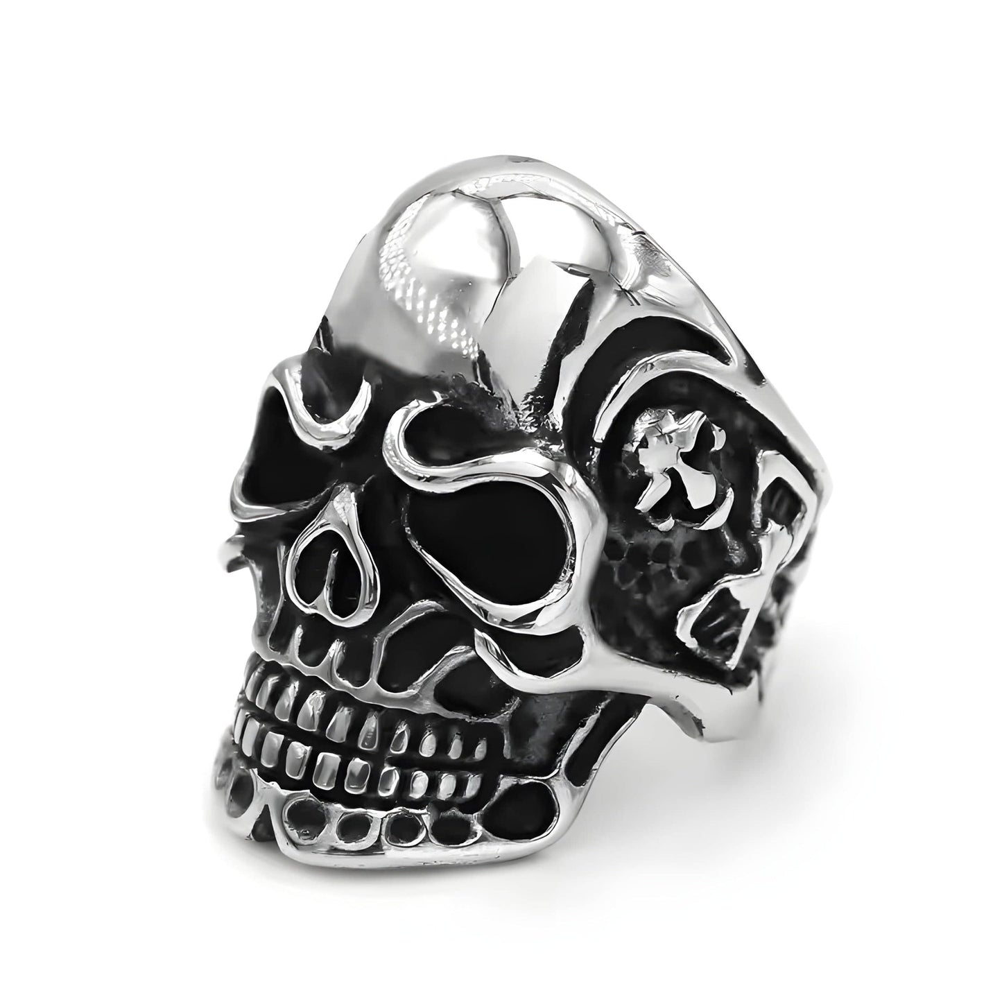THE MEN THING Rings DRAUGR SKULL RING - Pure Stainless Steel Men’s Steel-Plated Ring – Statement Luxury Jewelry (Size : 18-21-24)