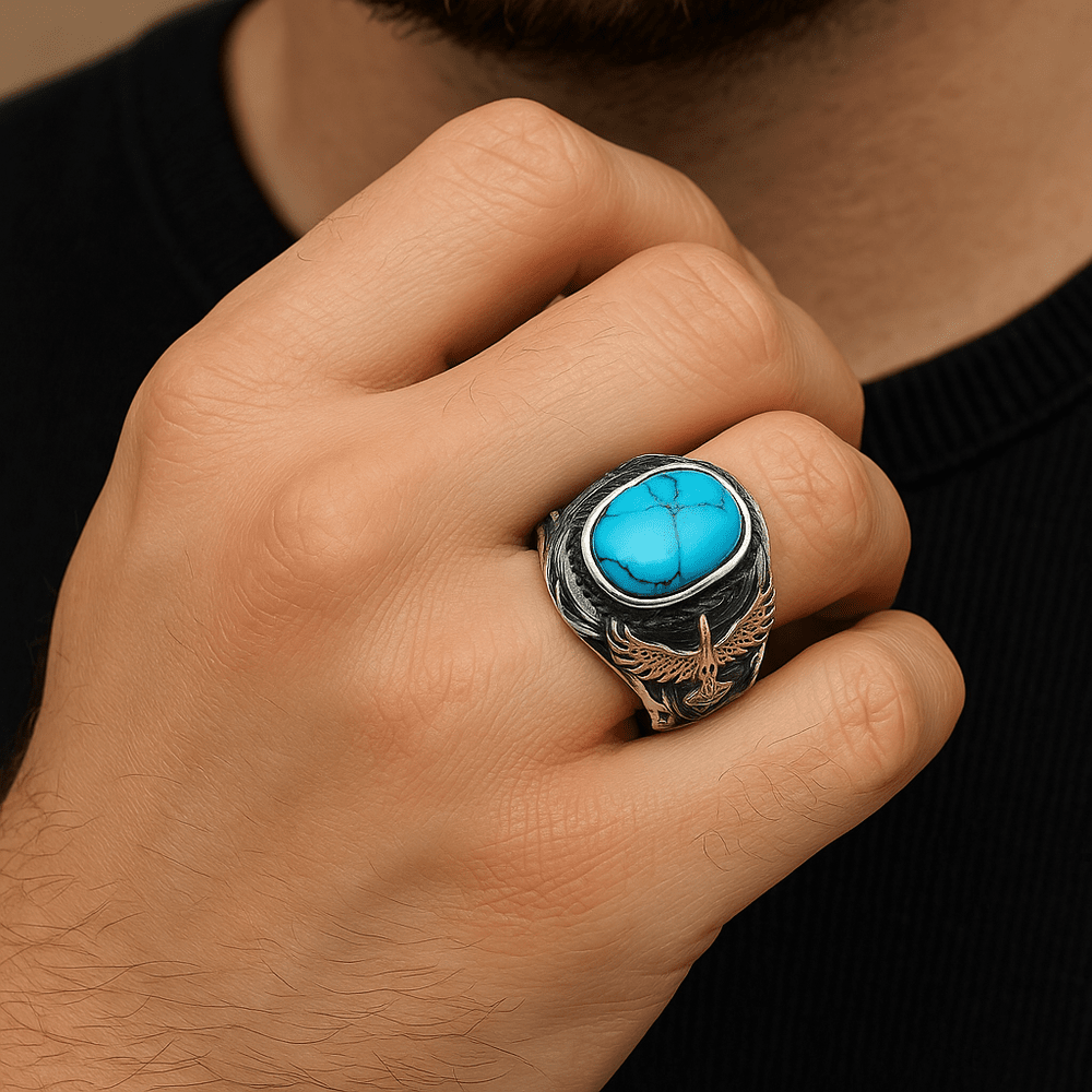 THE MEN THING Rings EAGLE CREST - 10mm Pure Titanium Steel Ring for Men & Boys