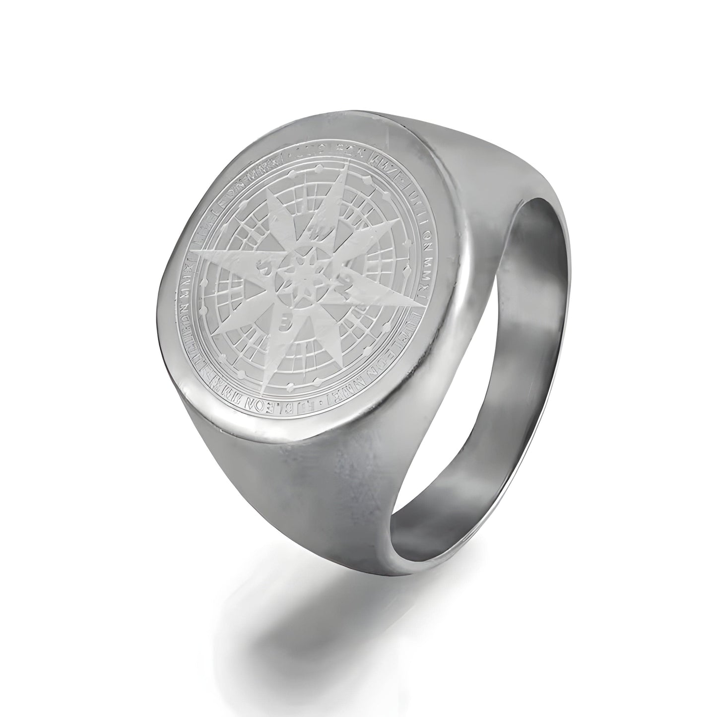 THE MEN THING Rings ECLIPTIX COMPASS RING - Pure Stainless Steel Men’s Steel-Plated Ring – Statement Luxury Jewelry (Size : 16-22-27)