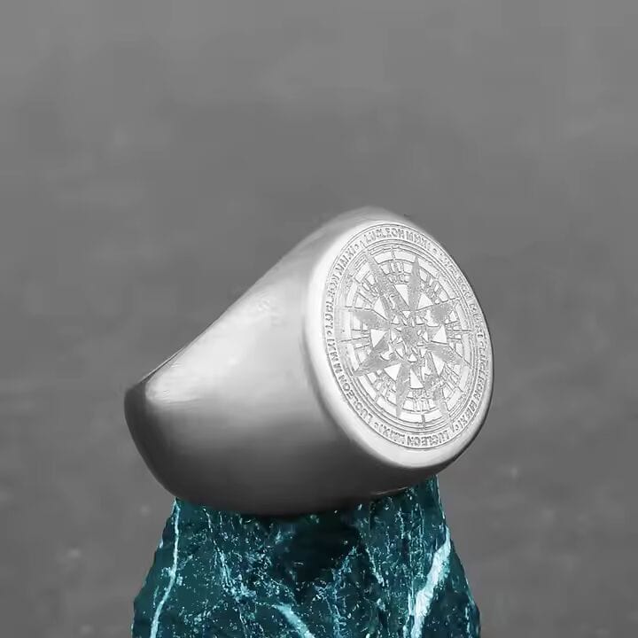 THE MEN THING Rings ECLIPTIX COMPASS RING - Pure Stainless Steel Men’s Steel-Plated Ring – Statement Luxury Jewelry (Size : 16-22-27)
