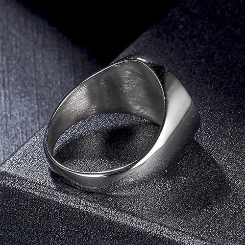 THE MEN THING Rings ECLIPTIX COMPASS RING - Pure Stainless Steel Men’s Steel-Plated Ring – Statement Luxury Jewelry (Size : 16-22-27)