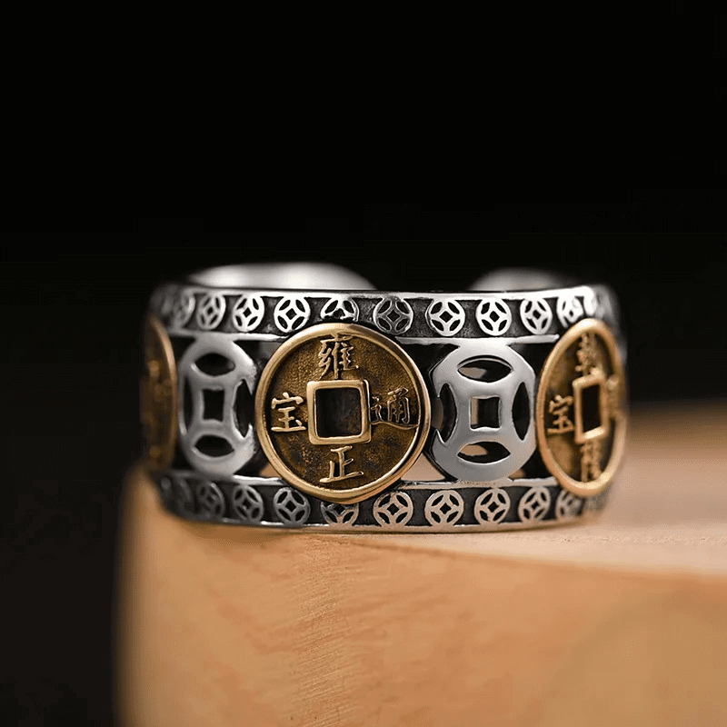 THE MEN THING Rings FOUR EMPERORS COINS - Adjustable Alloy Ring for Men & Boys
