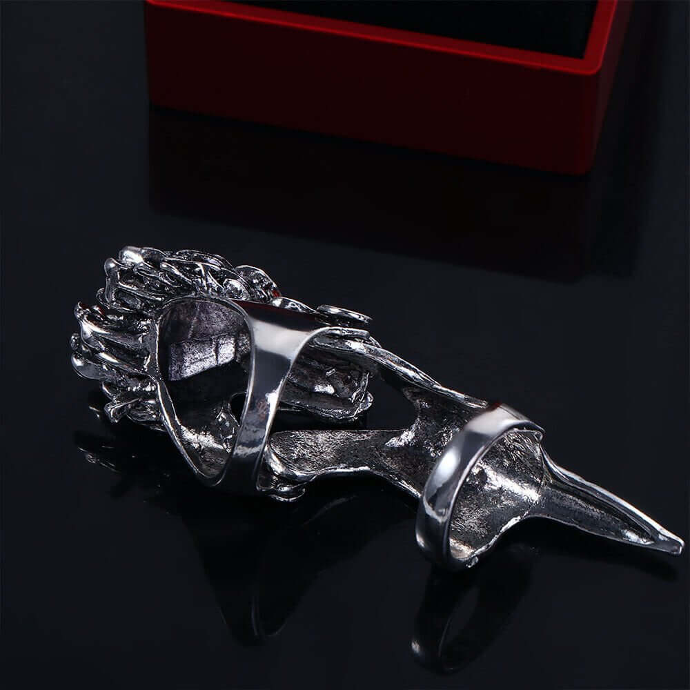 THE MEN THING Rings FURIOUS-REDEYE - Gothic Wolf Knuckle Joint Full Finger Ring for Men & Boys