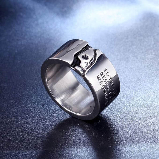THE MEN THING Rings HALF FACE SKULL - Titanium Steel Silver Ring for Men and Boys ( Size-22)