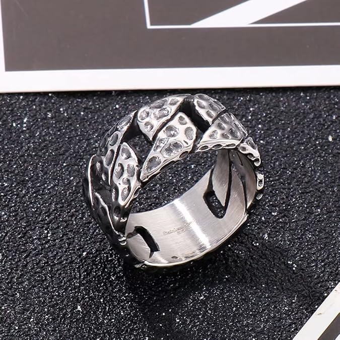 THE MEN THING Rings IRONFIST HAMMERED RING - Titanium Steel Ring - Pure Titanium Steel Ring for Men Size - 21
