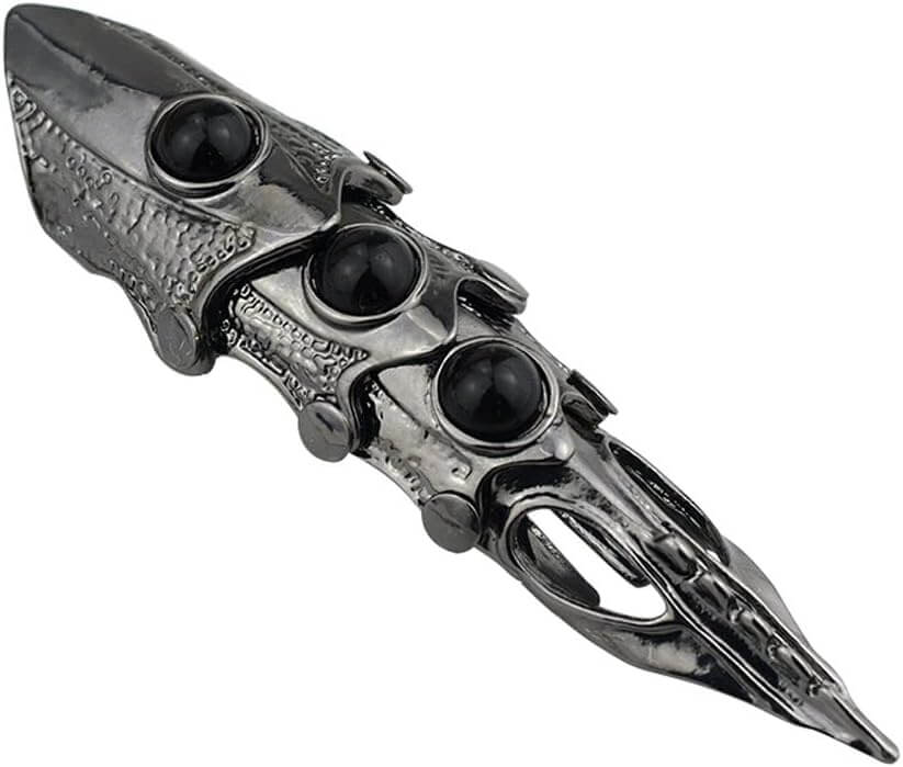 THE MEN THING Rings KING-WARRIOR - Black Antique Skull Knuckle Joint Full Finger Ring for Men & Boys