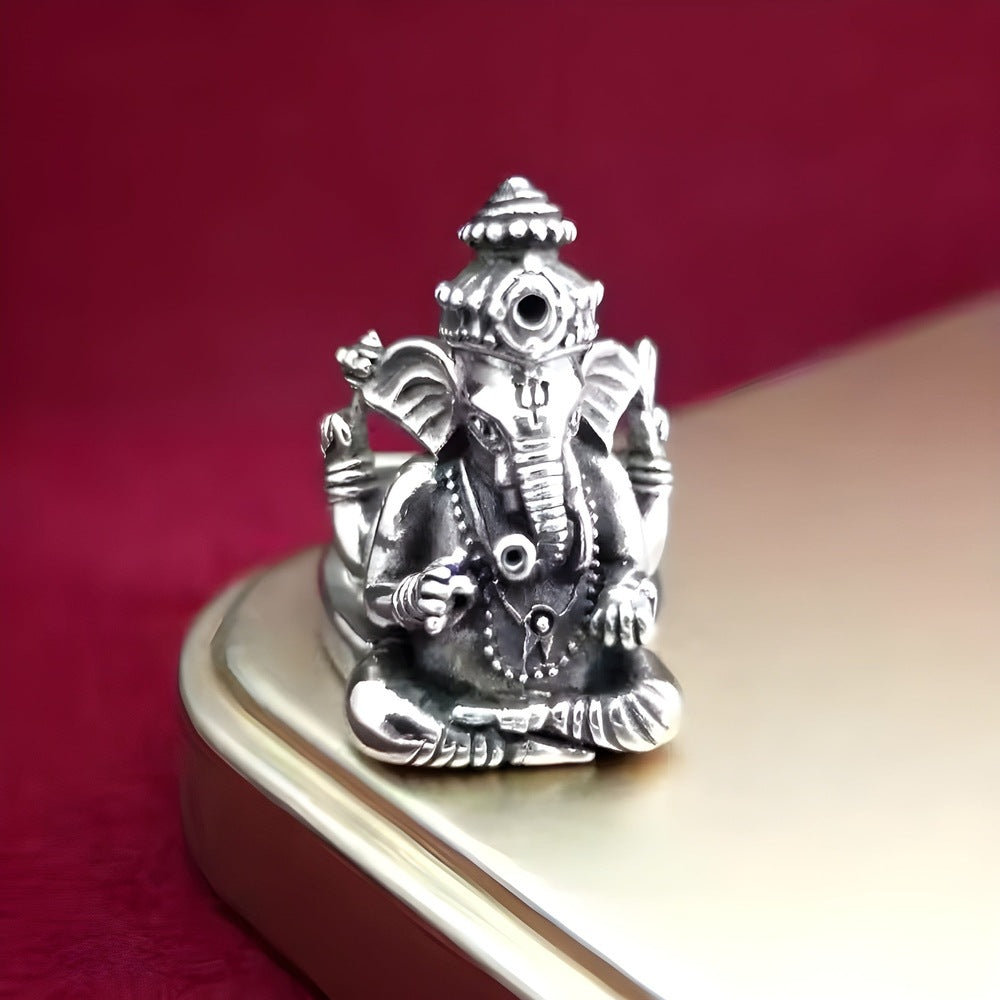 THE MEN THING Rings LORD GANESHA RING - Pure Stainless Steel Men’s Steel-Plated Ring – Statement Luxury Jewelry (Size : 18-24)