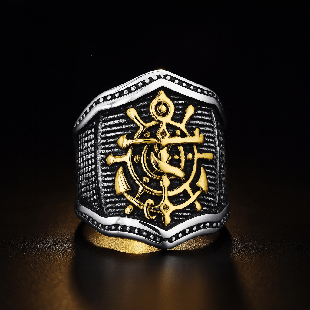 THE MEN THING Rings MAJESTIC ANCHOR - Pure Stainless Steel Men’s Steel-Plated Ring – Statement Luxury Jewelry (Size : 18-23-27)