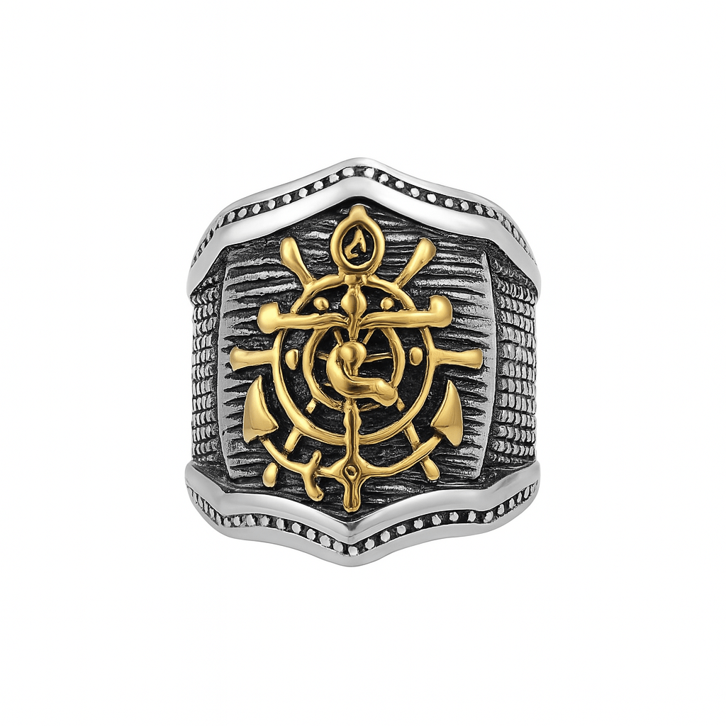 THE MEN THING Rings MAJESTIC ANCHOR - Pure Stainless Steel Men’s Steel-Plated Ring – Statement Luxury Jewelry (Size : 18-23-27)