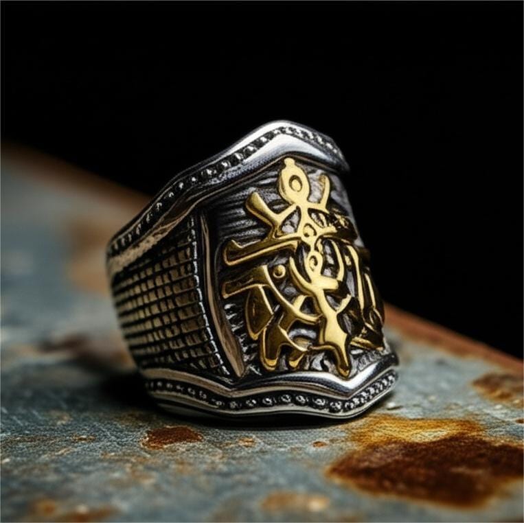 THE MEN THING Rings MAJESTIC ANCHOR - Pure Stainless Steel Men’s Steel-Plated Ring – Statement Luxury Jewelry (Size : 18-23-27)