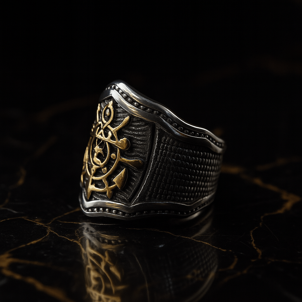 THE MEN THING Rings MAJESTIC ANCHOR - Pure Stainless Steel Men’s Steel-Plated Ring – Statement Luxury Jewelry (Size : 18-23-27)