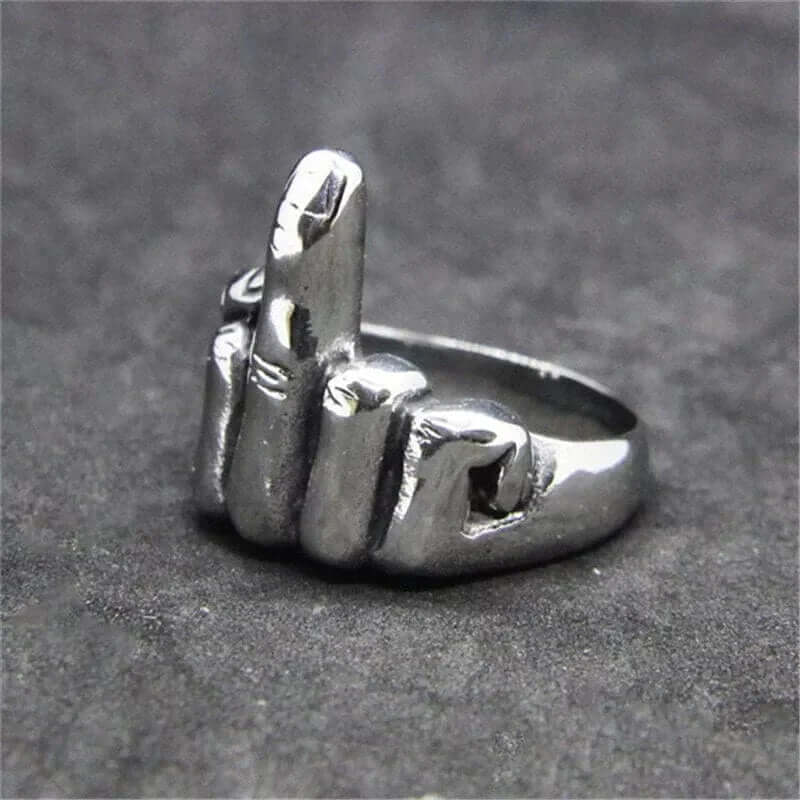 THE MEN THING Rings MIDDLE FINGER - Titanium Steel Ring for Men (Size, 17-21- 24)