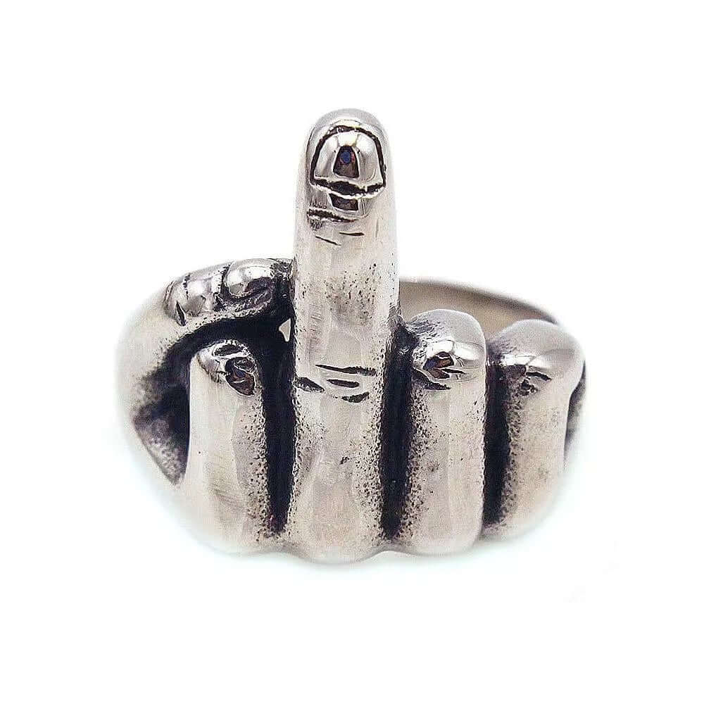 THE MEN THING Rings MIDDLE FINGER - Titanium Steel Ring for Men (Size, 17-21- 24)