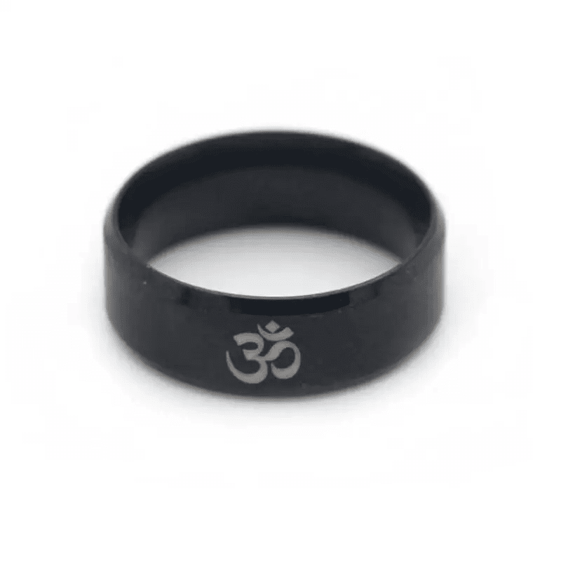 THE MEN THING Rings OM BLACK - Titanium Steel Ring for Men & Boys (Size : 22 )