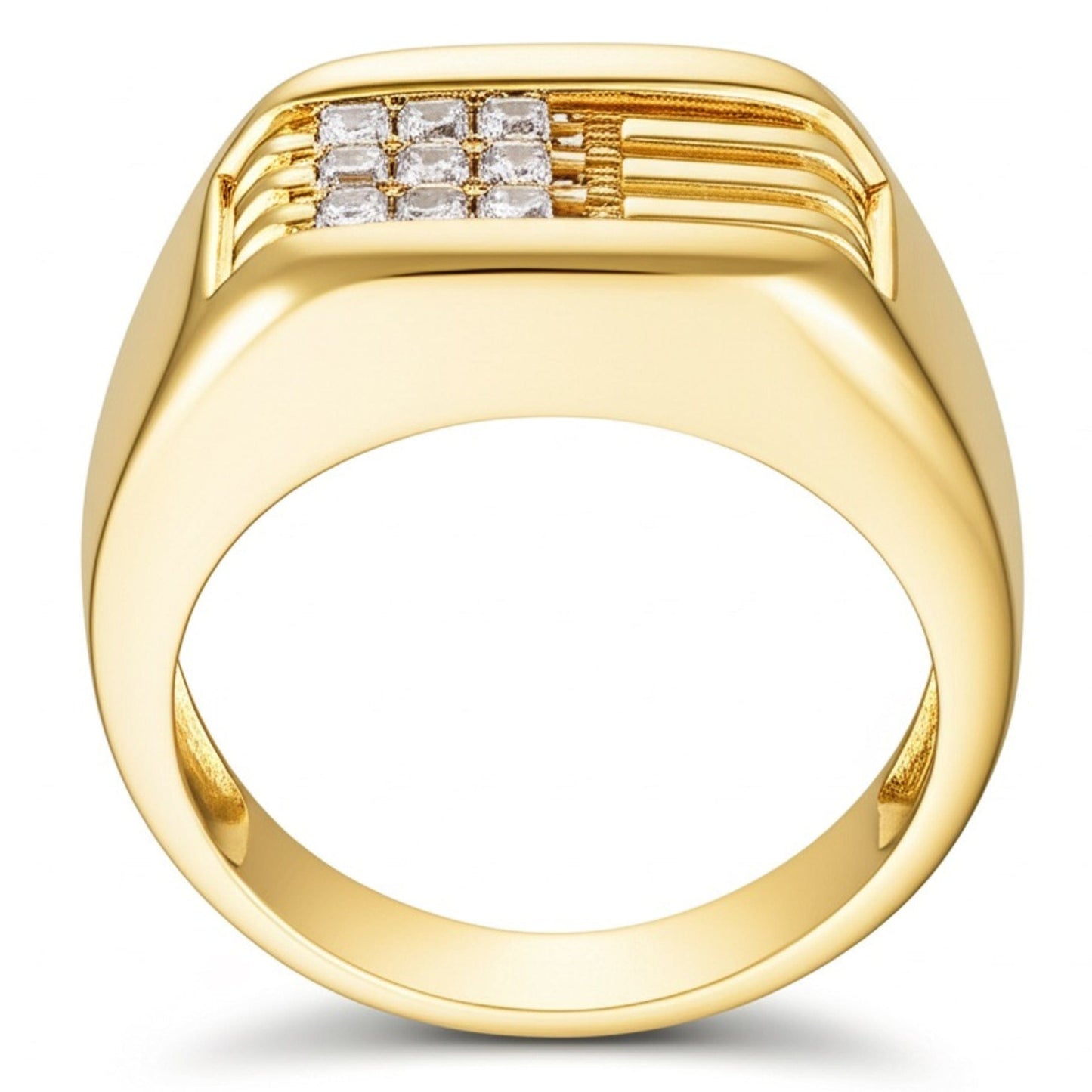 THE MEN THING Rings Royal Series - ALPHA BLOCK RING - Pure Stainless Steel Men’s Gold-Plated Ring – Statement Luxury Jewelry (Size : 19-21-24)