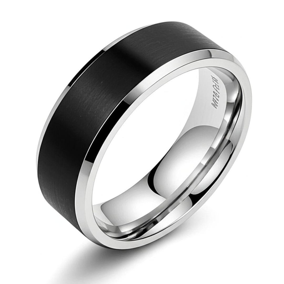 THE MEN THING Rings Royal Series - BLACK BASTION RING - Pure Stainless Steel Men’s Steel-Black-Plated Ring – Statement Luxury Jewelry (Size : 17-19-22-24-27)