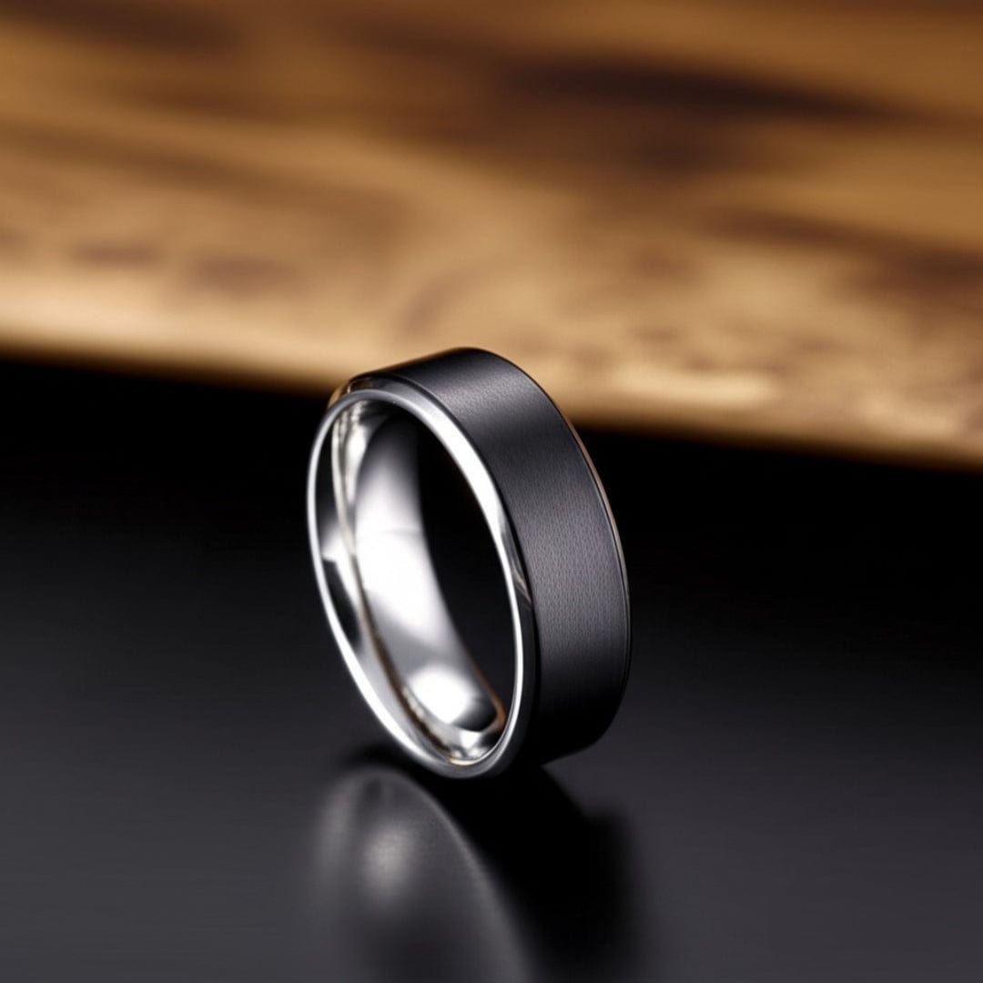 THE MEN THING Rings Royal Series - BLACK BASTION RING - Pure Stainless Steel Men’s Steel-Black-Plated Ring – Statement Luxury Jewelry (Size : 17-19-22-24-27)