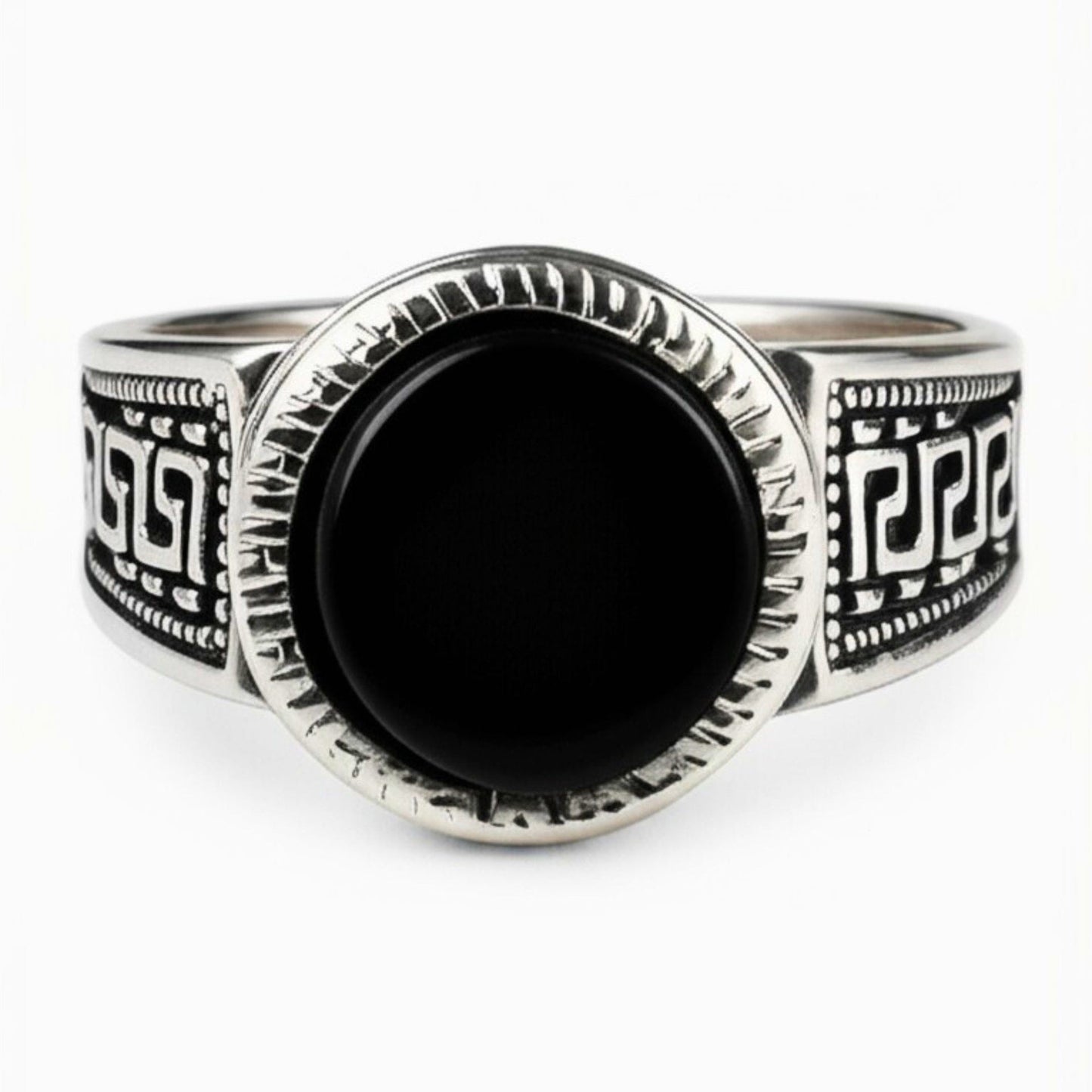THE MEN THING Rings Royal Series - BLACK PYRE SIGNET RING - Pure Stainless Steel Men’s Steel-Plated Ring – Statement Luxury Jewelry (Size : -17-19-21-24-27)