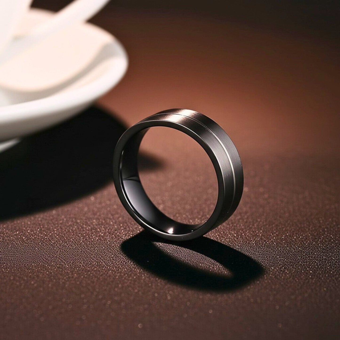 THE MEN THING Rings Royal Series - BLACK STRIKE RING - Pure Stainless Steel Men’s Black-Steel-Plated Ring – Statement Luxury Jewelry (Size : 17-20-22-25-27)