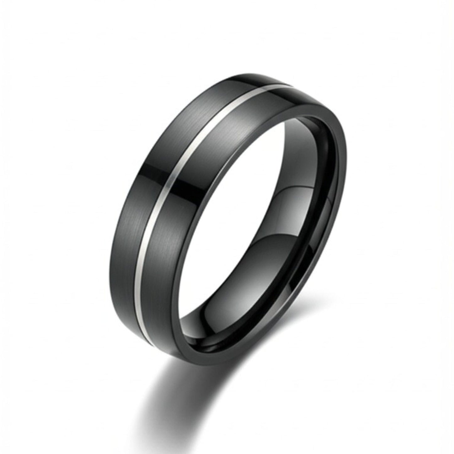 THE MEN THING Rings Royal Series - BLACK STRIKE RING - Pure Stainless Steel Men’s Black-Steel-Plated Ring – Statement Luxury Jewelry (Size : 17-20-22-25-27)