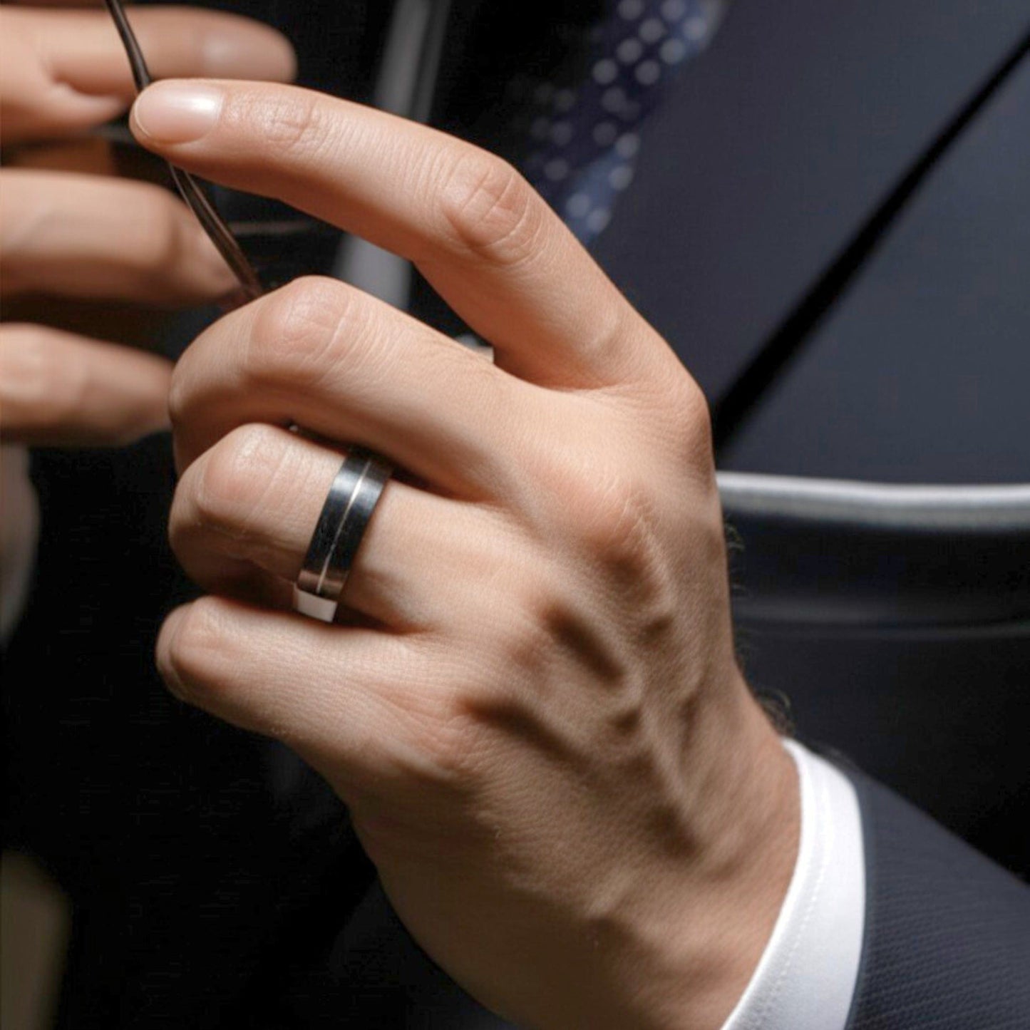 THE MEN THING Rings Royal Series - BLACK STRIKE RING - Pure Stainless Steel Men’s Black-Steel-Plated Ring – Statement Luxury Jewelry (Size : 17-20-22-25-27)