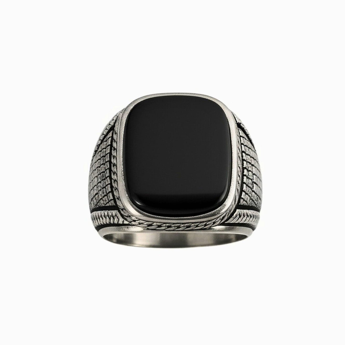 THE MEN THING Rings Royal Series - BLACK VALOR RING - Pure Stainless Steel Men’s Steel-Plated Ring – Statement Luxury Jewelry (Size : 19-22-24-27)