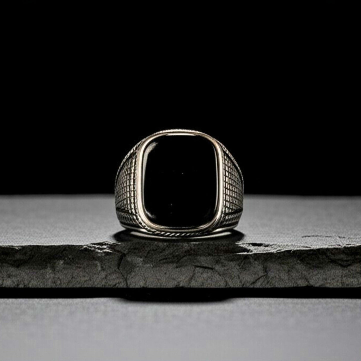THE MEN THING Rings Royal Series - BLACK VALOR RING - Pure Stainless Steel Men’s Steel-Plated Ring – Statement Luxury Jewelry (Size : 19-22-24-27)