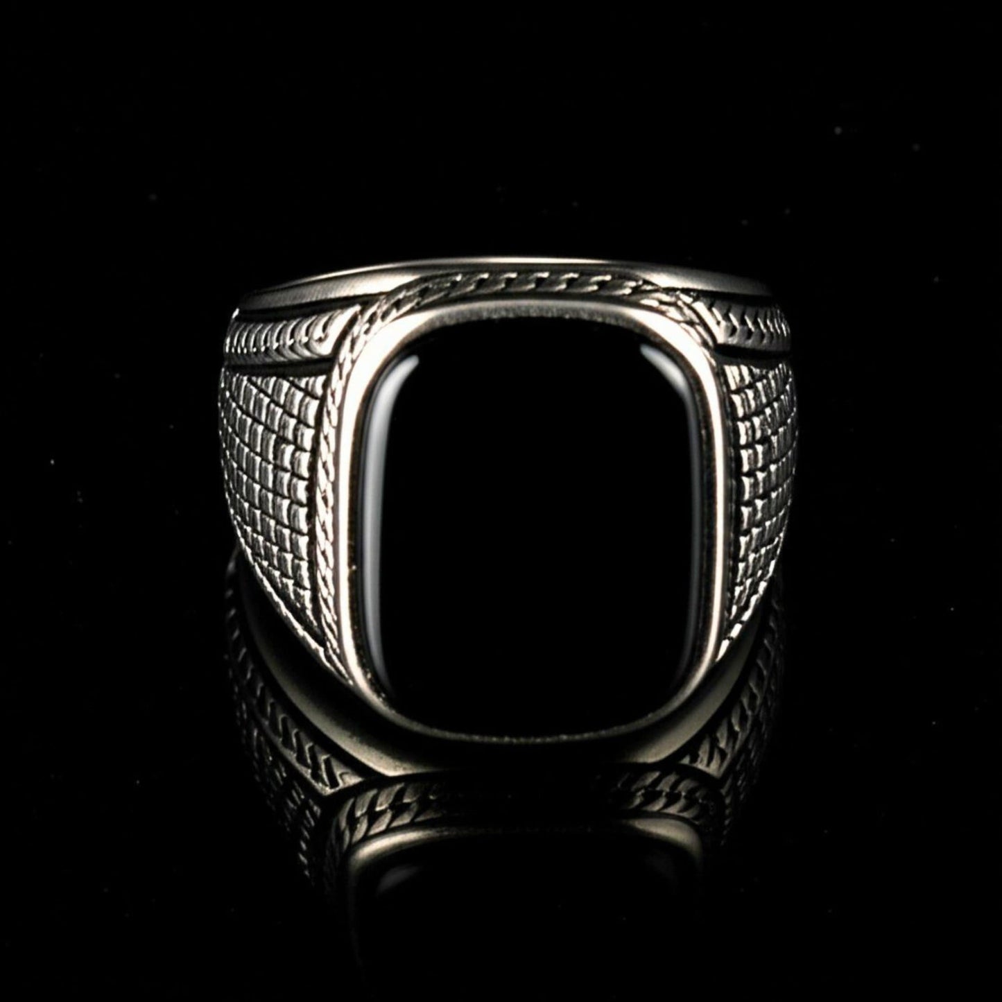 THE MEN THING Rings Royal Series - BLACK VALOR RING - Pure Stainless Steel Men’s Steel-Plated Ring – Statement Luxury Jewelry (Size : 19-22-24-27)
