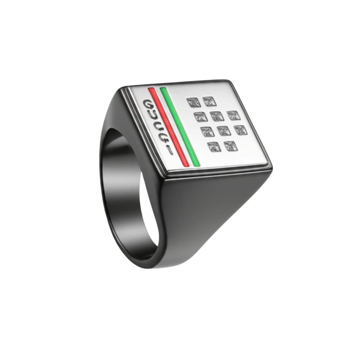 THE MEN THING Rings Royal Series - BLOCKWAVE RING - Pure Stainless Steel Men’s Black-Steel-Plated Ring – Statement Luxury Jewelry (Size : 19-22-24)