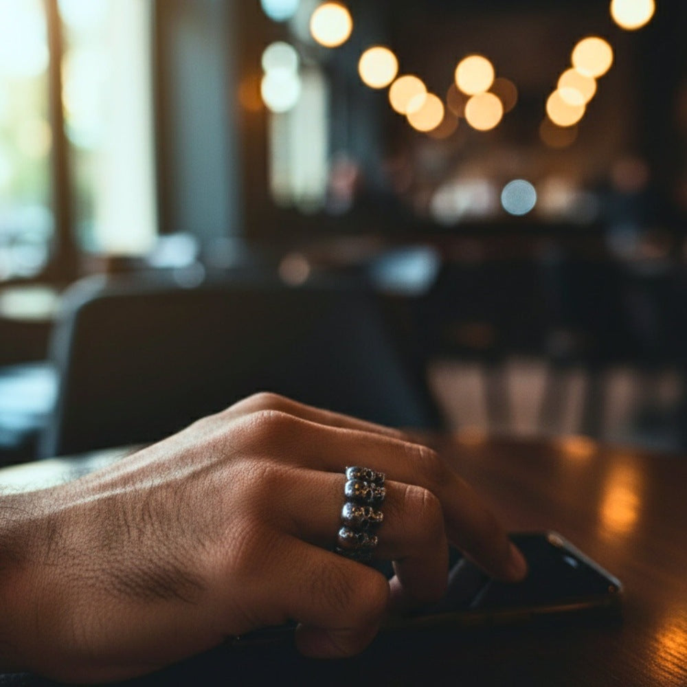 THE MEN THING Rings Royal Series - BONE CIRCLE RING - Pure Stainless Steel Men’s Steel-Plated Ring – Statement Luxury Jewelry (Size :21-22-24-25-27-30 )
