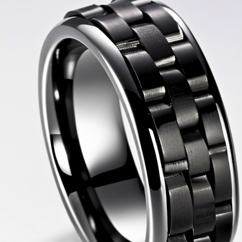 THE MEN THING Rings Royal Series - CARBON EDGE RING - Pure Stainless Steel Men’s Steel-Plated Black Ring – Statement Luxury Jewelry (Size : 19-22-24)