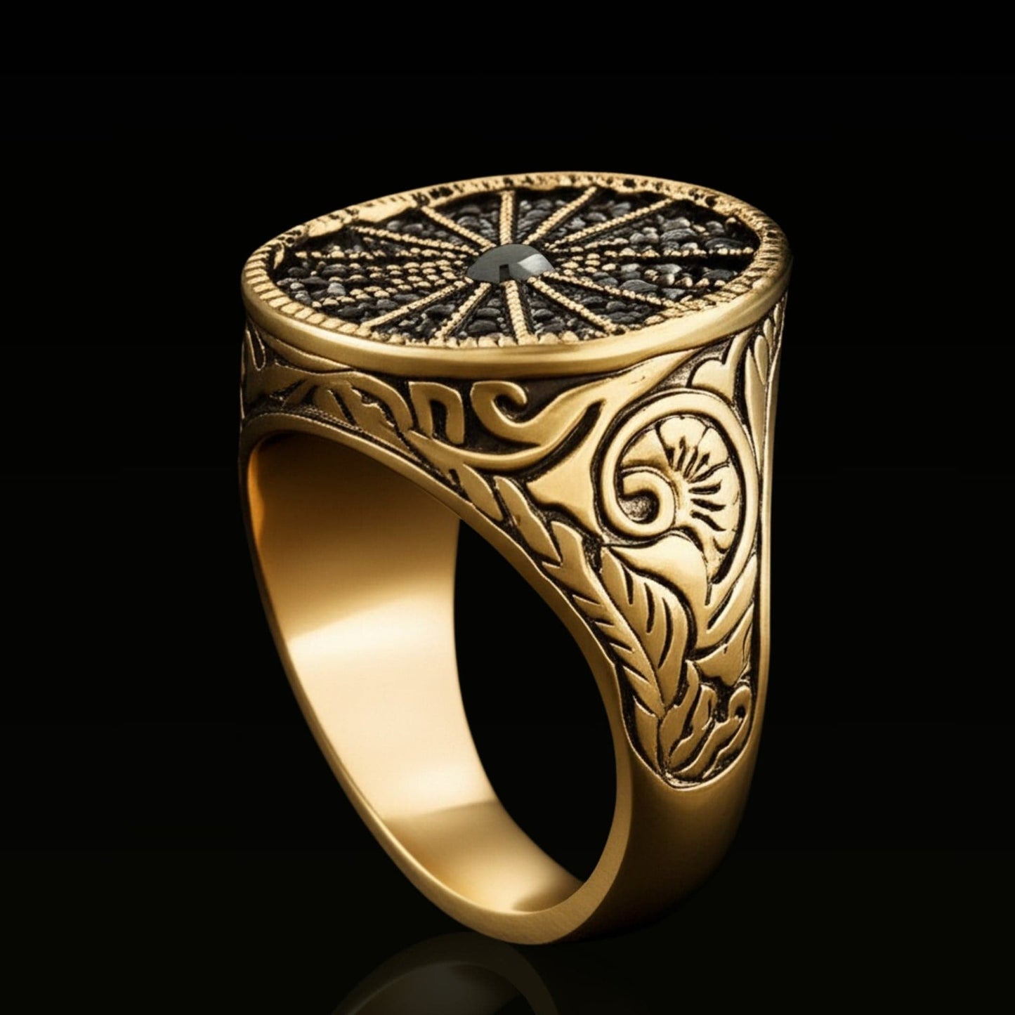 THE MEN THING Rings Royal Series - CELESTIAL THRONE RING - Pure Stainless Steel Men’s Gold-Plated Ring – Statement Luxury Jewelry (Size : 18-21-23-26)