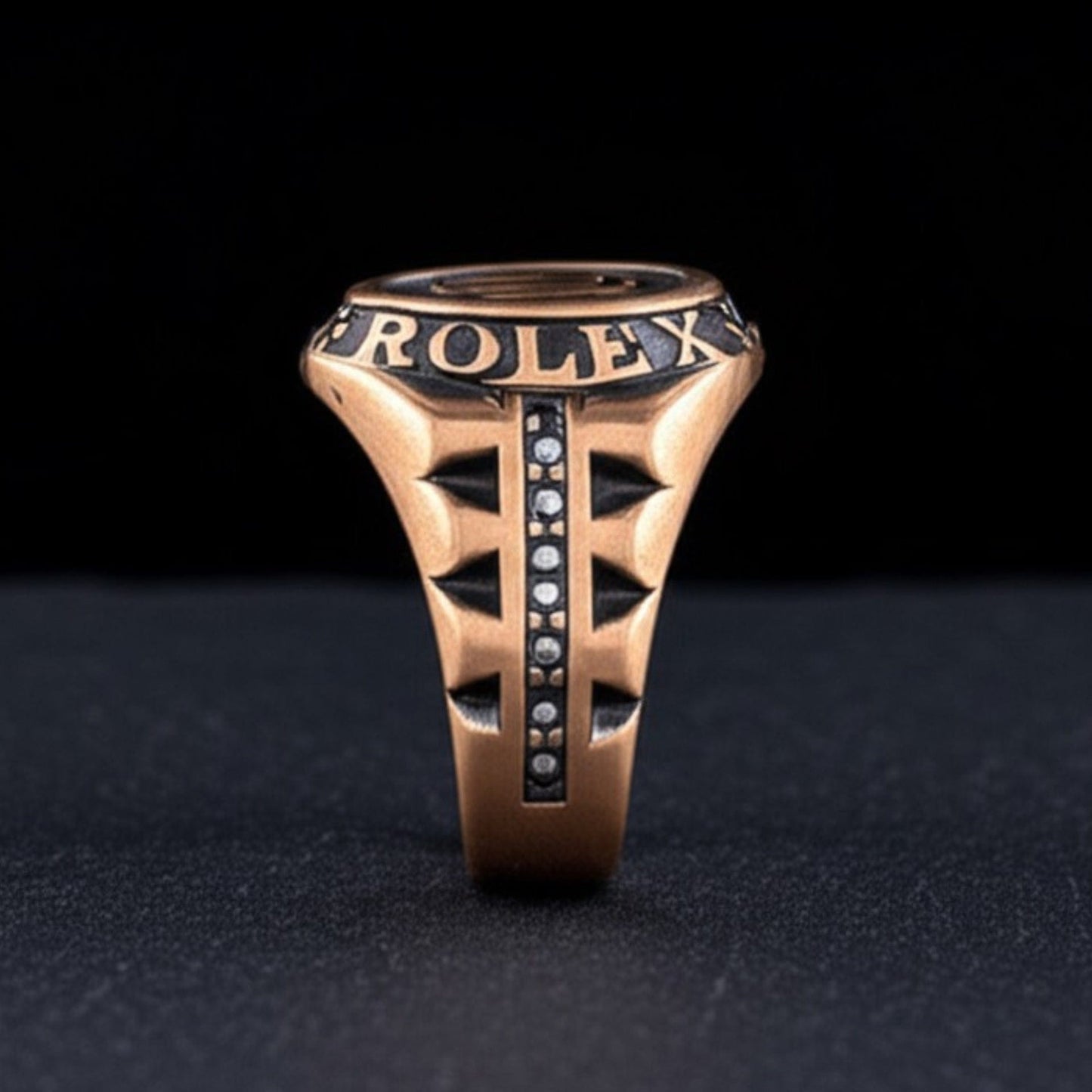 THE MEN THING Rings Royal Series - CROWN CREST RING - Pure Stainless Steel Men’s Rose Gold-Plated Ring – Statement Luxury Jewelry (Size : 19-22-24)
