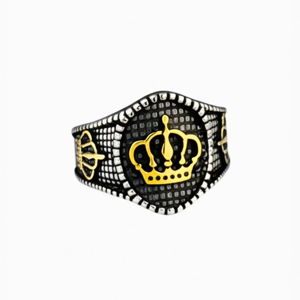 THE MEN THING Rings Royal Series - CROWNCLAD RING - Pure Stainless Steel Men’s Steel-Gold-Plated Ring – Statement Luxury Jewelry (Size : 20-22-24-27)