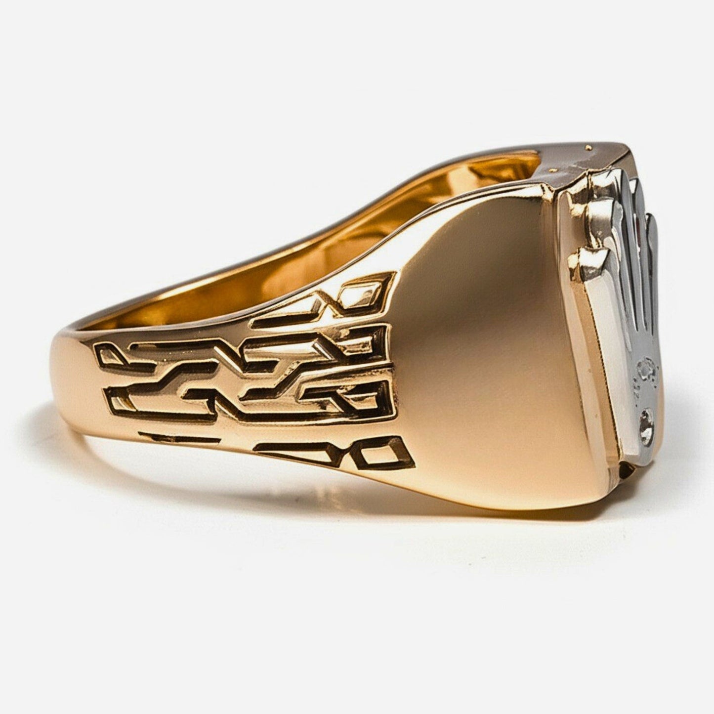 THE MEN THING Rings Royal Series - CROWNCRAFT RING - Pure Stainless Steel Men’s Rose Gold-Plated Ring – Statement Luxury Jewelry (Size : 19-21-24)