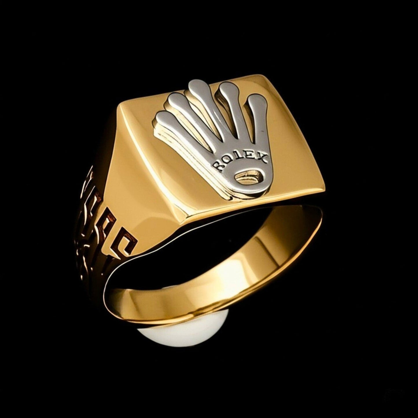 THE MEN THING Rings Royal Series - CROWNCRAFT RING - Pure Stainless Steel Men’s Rose Gold-Plated Ring – Statement Luxury Jewelry (Size : 19-21-24)