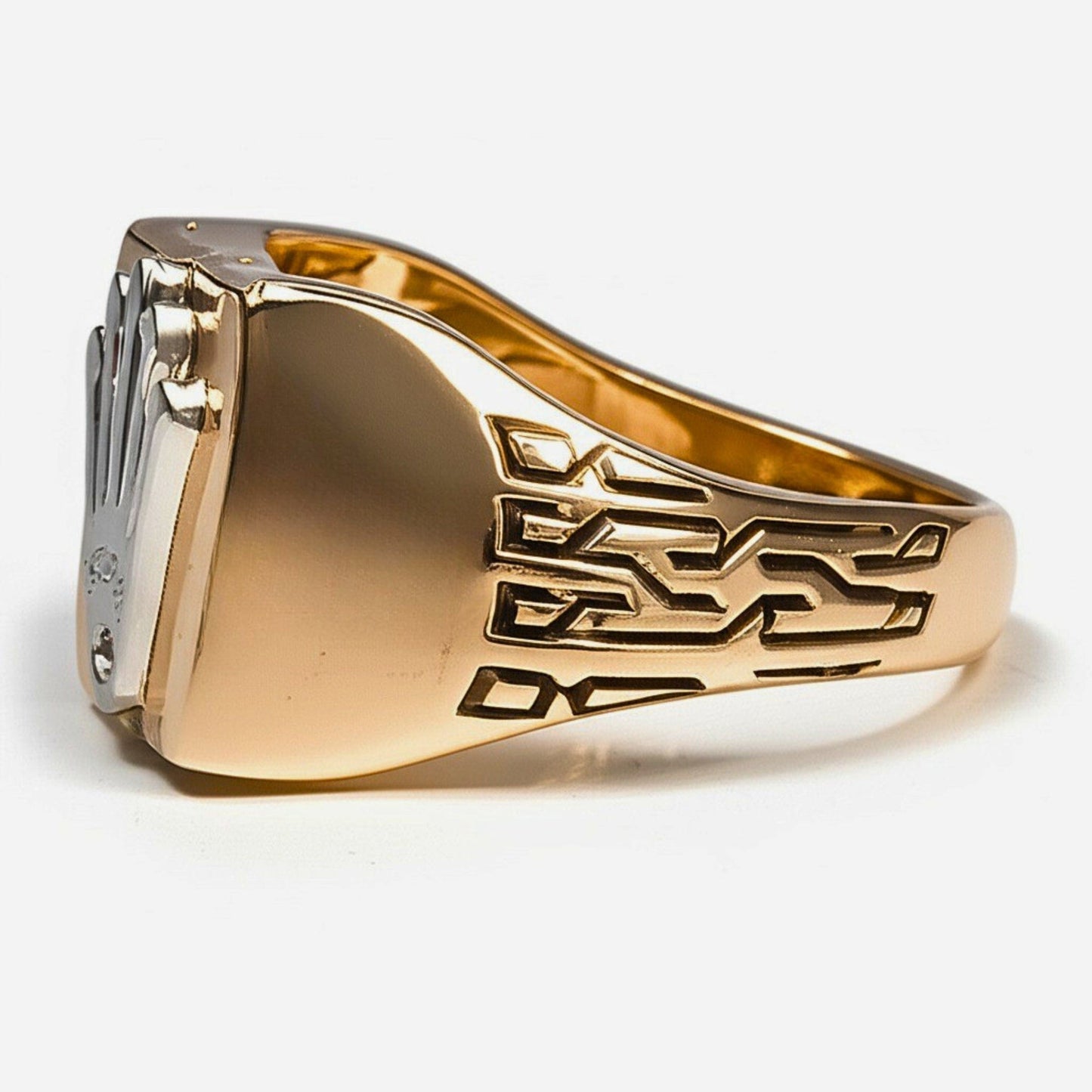 THE MEN THING Rings Royal Series - CROWNCRAFT RING - Pure Stainless Steel Men’s Rose Gold-Plated Ring – Statement Luxury Jewelry (Size : 19-21-24)