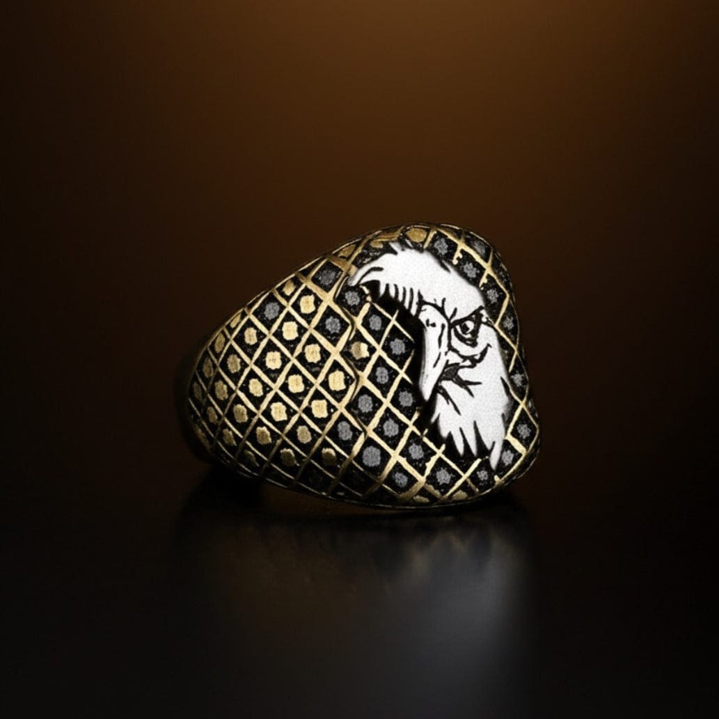 THE MEN THING Rings Royal Series - DOMINION RUNE RING - Pure Stainless Steel Men’s Gold-Plated Ring – Statement Luxury Jewelry (Size : 19-22-24-27)