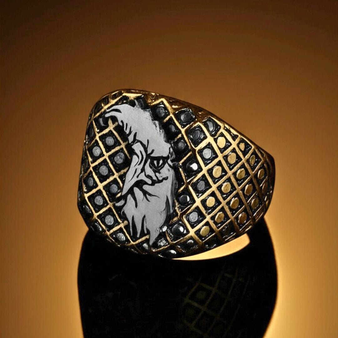 THE MEN THING Rings Royal Series - DOMINION RUNE RING - Pure Stainless Steel Men’s Gold-Plated Ring – Statement Luxury Jewelry (Size : 19-22-24-27)