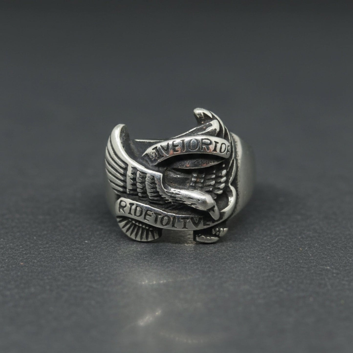 THE MEN THING Rings Royal Series - EAGLE FREEDOM RIDER - Pure Stainless Steel Men’s Steel-Plated Ring – Statement Luxury Jewelry (Size :16-18-19-20-21-25-27-28-29-31)