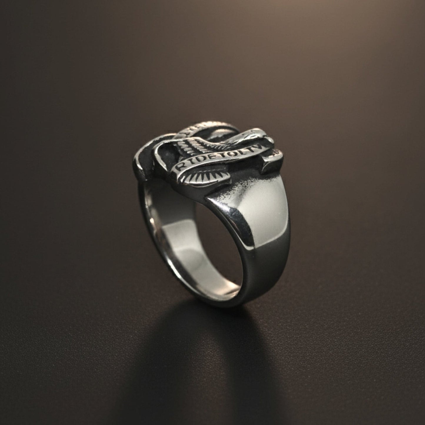 THE MEN THING Rings Royal Series - EAGLE FREEDOM RIDER - Pure Stainless Steel Men’s Steel-Plated Ring – Statement Luxury Jewelry (Size :16-18-19-20-21-25-27-28-29-31)