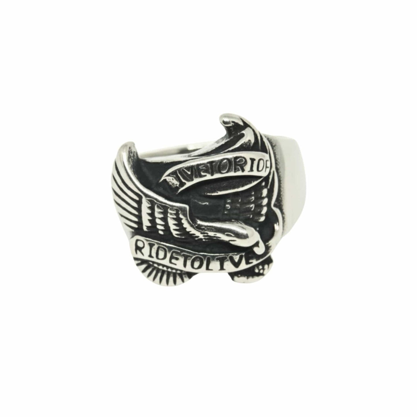 THE MEN THING Rings Royal Series - EAGLE FREEDOM RIDER - Pure Stainless Steel Men’s Steel-Plated Ring – Statement Luxury Jewelry (Size :16-18-19-20-21-25-27-28-29-31)