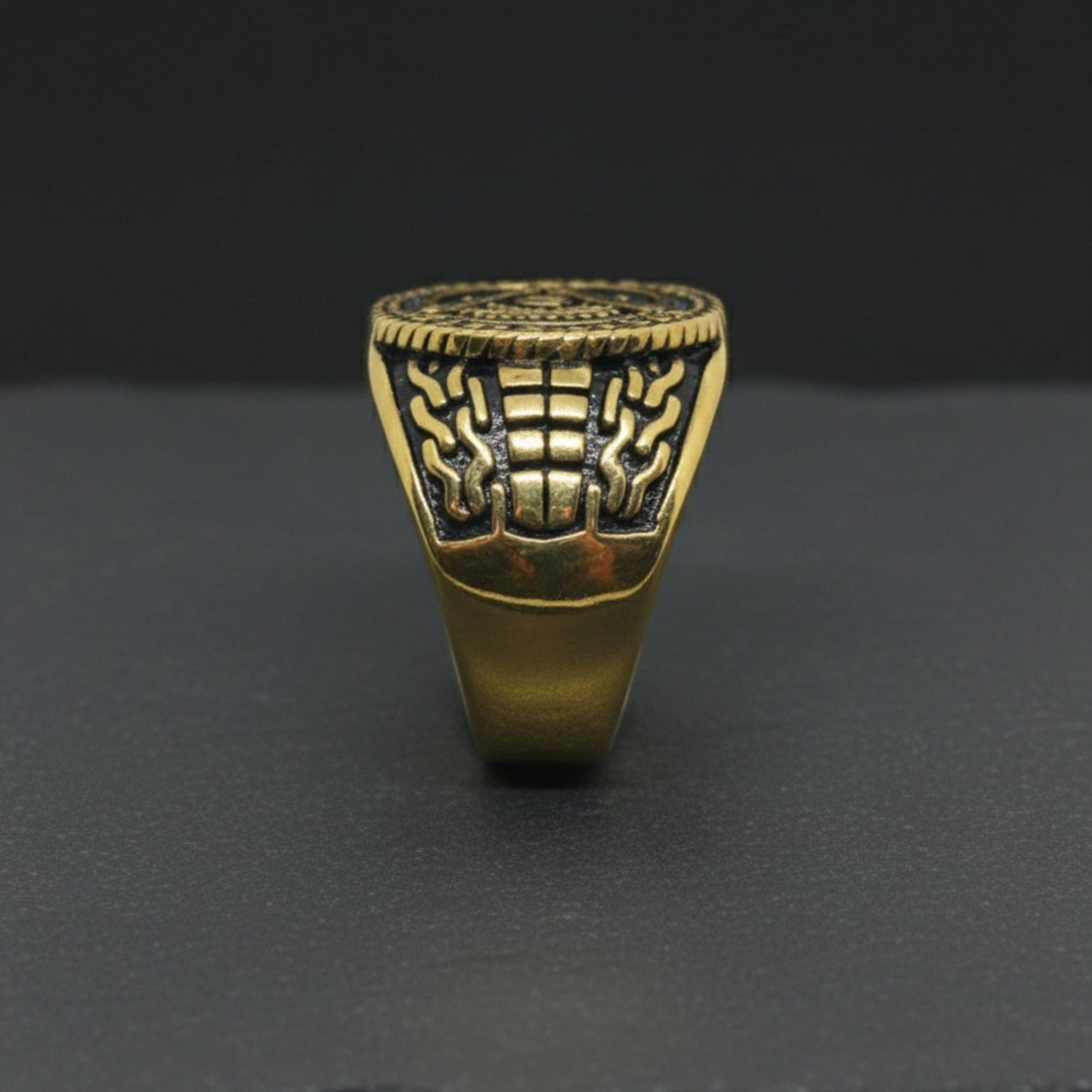 THE MEN THING Rings Royal Series - FREEMASON LEGACY RING - Pure Stainless Steel Men’s Gold-Plated Ring – Statement Luxury Jewelry (Size :17-19-22-24-25-29)