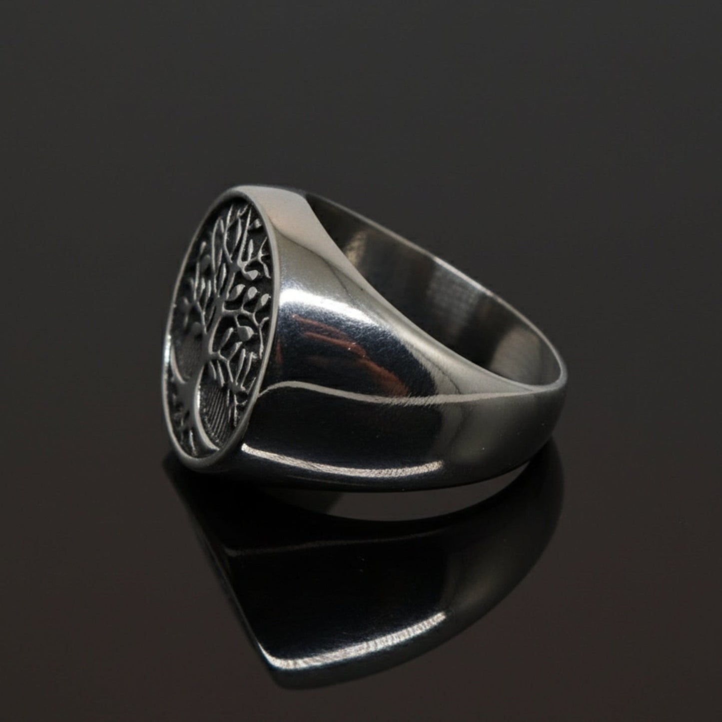THE MEN THING Rings Royal Series - GENESIS TREE RING - Pure Stainless Steel Men’s Steel-Plated Ring – Statement Luxury Jewelry (Size : 16-19-21-22-24-26-29-31-32)