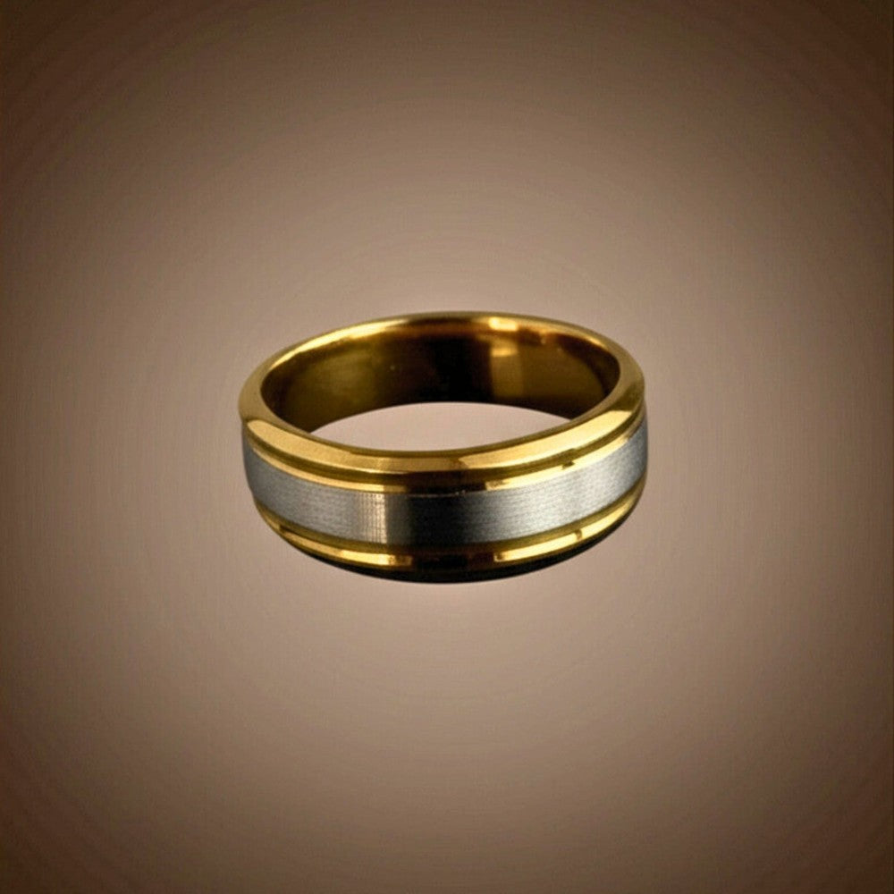 THE MEN THING Rings Royal Series - GILDED CORE RING - Pure Stainless Steel Men’s Gold-Steel-Plated Ring – Statement Luxury Jewelry (Size : 17-19-22-25-27)