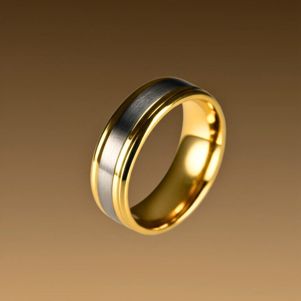 THE MEN THING Rings Royal Series - GILDED CORE RING - Pure Stainless Steel Men’s Gold-Steel-Plated Ring – Statement Luxury Jewelry (Size : 17-19-22-25-27)